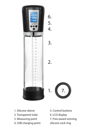 Automatikus péniszpumpa LCD kijelzővel 20 x 6 cm