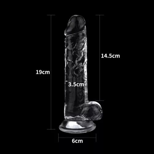 Átlátszó dildo hibátlan táskával 16 x 3,5 cm