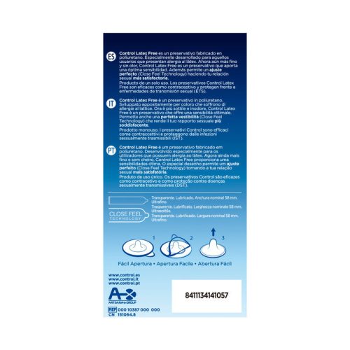 CONTROL - FREE SIN LATEX ÓVSZEREK 5 EGYSÉG