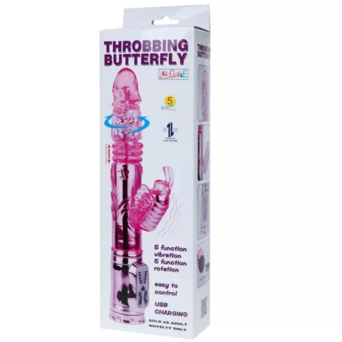 BAILE – ÚJRATÖLTHETŐ VIBRÁTOR FORGÁSSAL ÉS LÜKTETŐ PILLANGÓ STIMULÁTORRAL