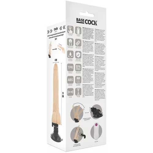 BASECOCK - REALISTA VIBRÁTOR TÁVIRÁNYÍTÓ BŐR 19 CM -O-4 CM