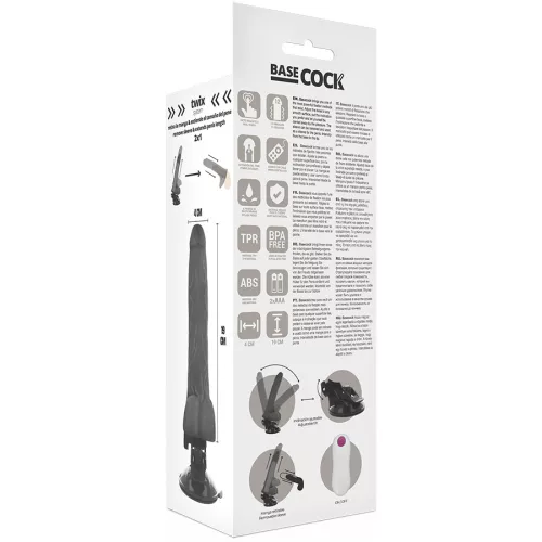 BASECOCK - REALISTA VIBRÁTOR TÁVIRÁNYÍTÓ FEKETE 19 CM -O-4 CM