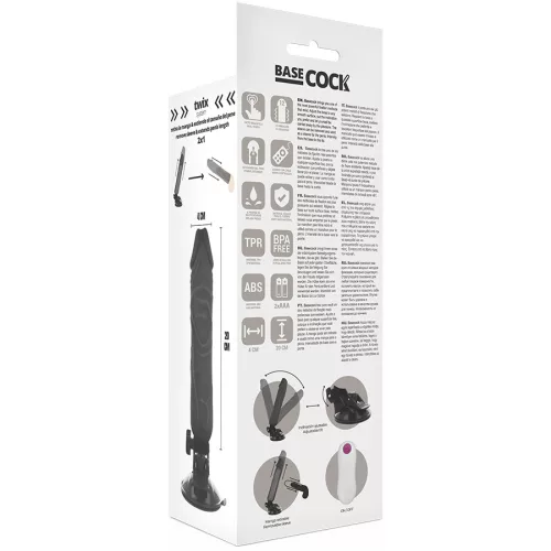 BASECOCK - REALISTA VIBRÁTOR TÁVIRÁNYÍTÓ FEKETE 20 CM -O-4 CM