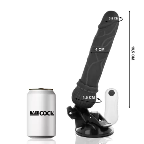BASECOCK - REALISTA VIBRÁTOR TÁVIRÁNYÍTÁS FEKETE 19,5 CM -O-4 CM