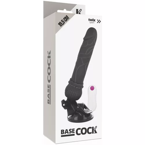 BASECOCK - REALISTA VIBRÁTOR TÁVIRÁNYÍTÁS FEKETE 19,5 CM -O-4 CM