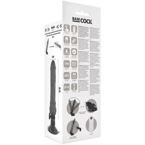 BASECOCK - REALISTA VIBRÁTOR TÁVIRÁNYÍTÁS FEKETE 19,5 CM -O-4 CM