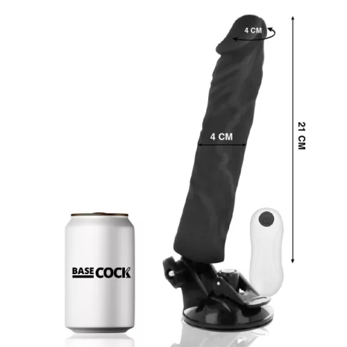 BASECOCK - REALISTA VIBRÁTOR TÁVIRÁNYÍTÓ FEKETE 21 CM -O-4 CM
