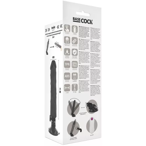 BASECOCK - REALISTA VIBRÁTOR TÁVIRÁNYÍTÓ FEKETE 21 CM -O-4 CM
