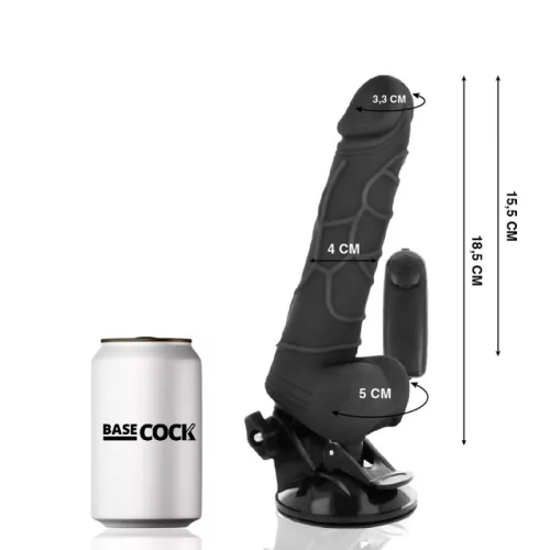 BASECOCK - REALISTA VIBRÁTOR TÁVIRÁNYÍTÁS FEKETE 18,5 CM -O-4CM