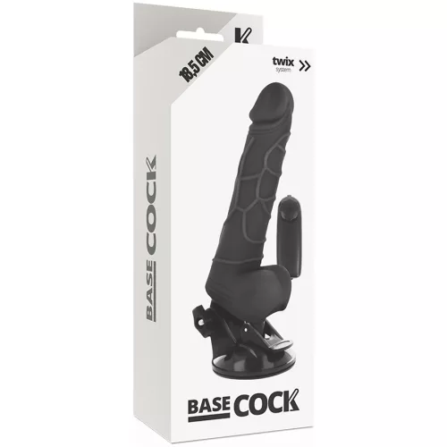 BASECOCK - REALISTA VIBRÁTOR TÁVIRÁNYÍTÁS FEKETE 18,5 CM -O-4CM