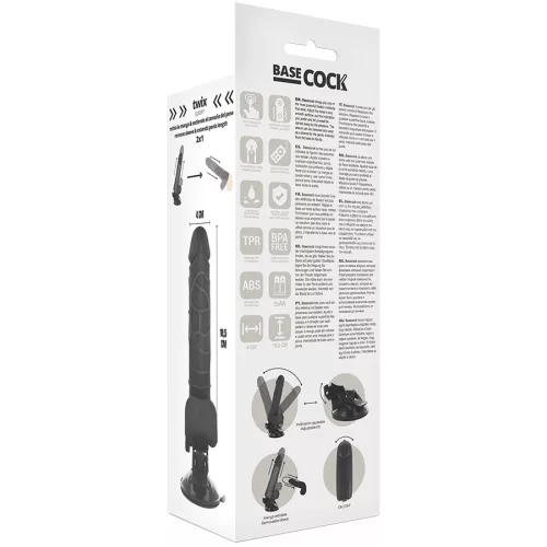 BASECOCK - REALISTA VIBRÁTOR TÁVIRÁNYÍTÁS FEKETE 18,5 CM -O-4CM