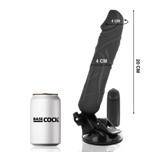 BASECOCK - REALISTA VIBRÁTOR TÁVIRÁNYÍTÓ FEKETE 20 CM -O-4 CM
