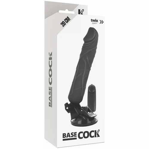 BASECOCK - REALISTA VIBRÁTOR TÁVIRÁNYÍTÓ FEKETE 20 CM -O-4 CM