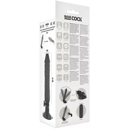 BASECOCK - REALISTA VIBRÁTOR TÁVIRÁNYÍTÓ FEKETE 20 CM -O-4 CM