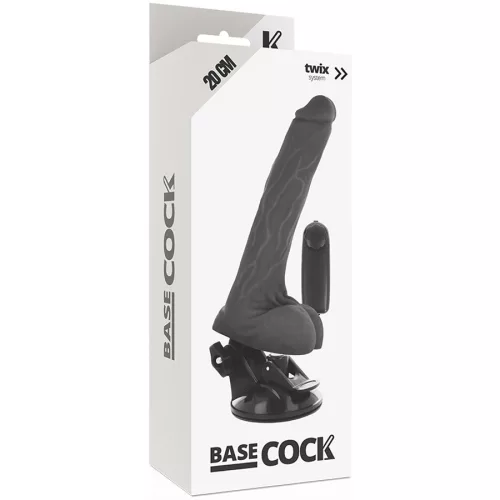 BASECOCK – VALÓSÁGHŰ FEKETE TÁVIRÁNYÍTÓS VIBRÁTOR HERÉKKEL 20 CM -O-4 CM