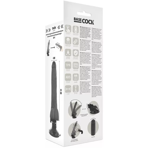 BASECOCK – VALÓSÁGHŰ FEKETE TÁVIRÁNYÍTÓS VIBRÁTOR HERÉKKEL 20 CM -O-4 CM