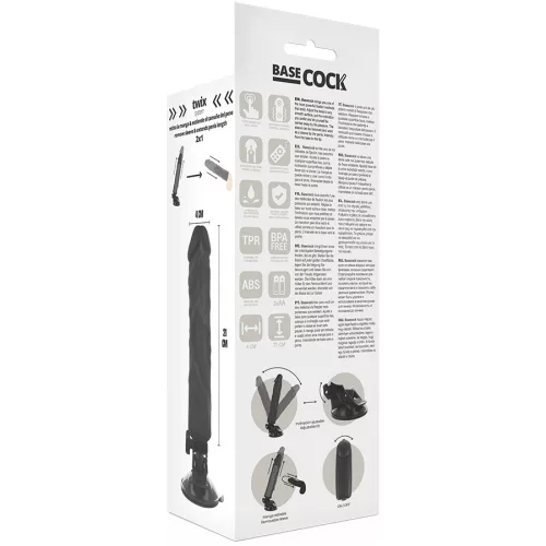 BASECOCK - REALISTA VIBRÁTOR TÁVIRÁNYÍTÓ FEKETE 21 CM -O-4 CM