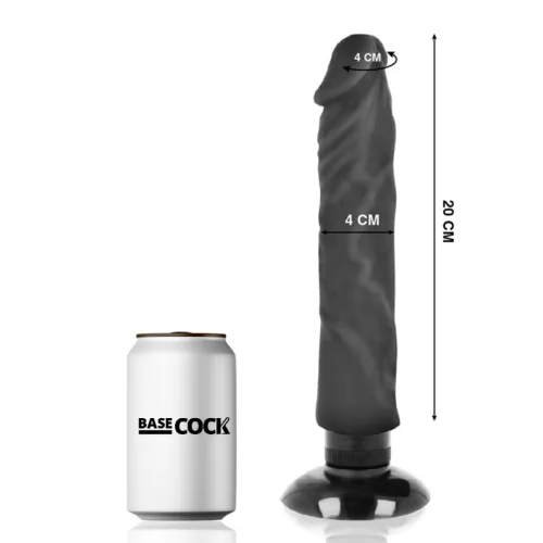 BASECOCK - REALISTA VIBRÁTOR 2-1 FEKETE 20 CM -O-4 CM