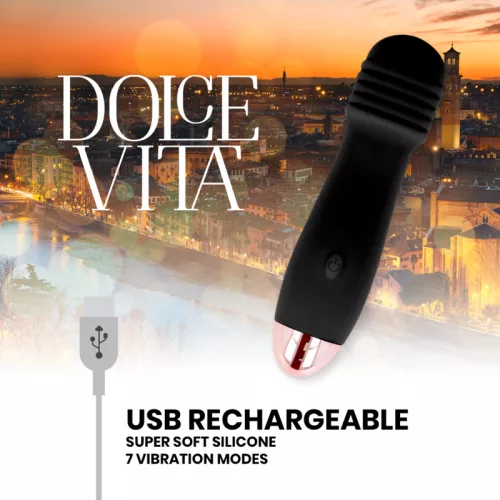 DOLCE VITA – ÚJRATÖLTHETŐ VIBRÁTOR, HÁROM FEKETE, 7 SEBESSÉGES