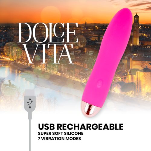 DOLCE VITA – ÚJRATÖLTHETŐ VIBRÁTOR, NÉGY RÓZSASZÍN, 7 SEBESSÉGES