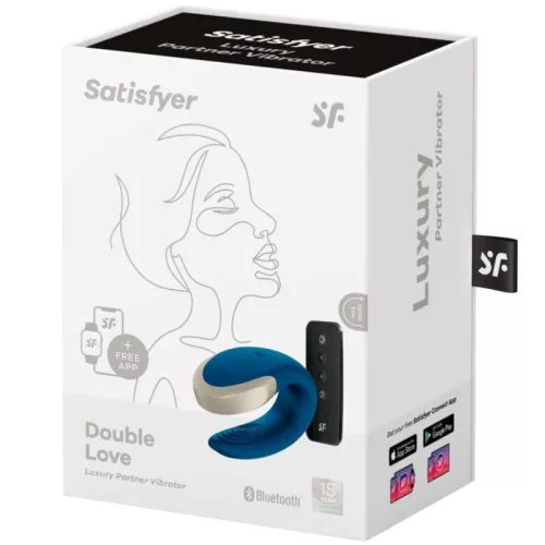 SATISFYER - DOUBLE LOVE LUXUS PARTNER VIBRÁTOR KÉK