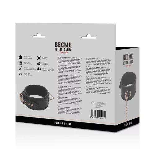 BEGME – BLACK EDITION PRÉMIUM VEGÁN BŐR NYAKÖRV NEOPRÉN BÉLÉSSEL