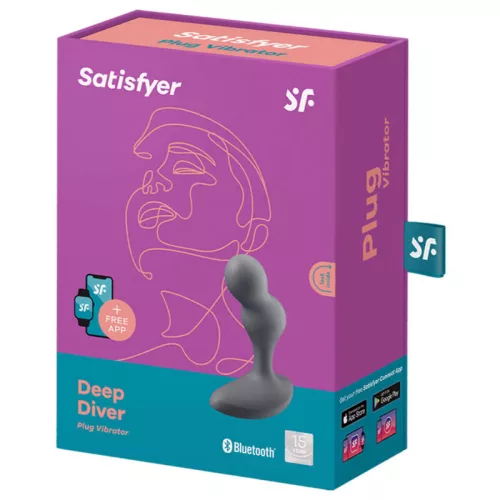 SATISFYER - DEEP DIVER VIBRÁLÓ DUGÓ ALKALMAZÁS SZÜRKE
