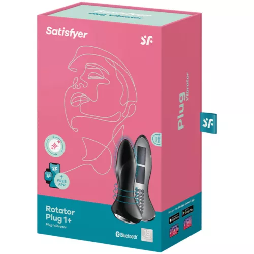 SATISFYER - ROTATOR PLUG 1+ REZGŐ DUGÓ APP BLACK