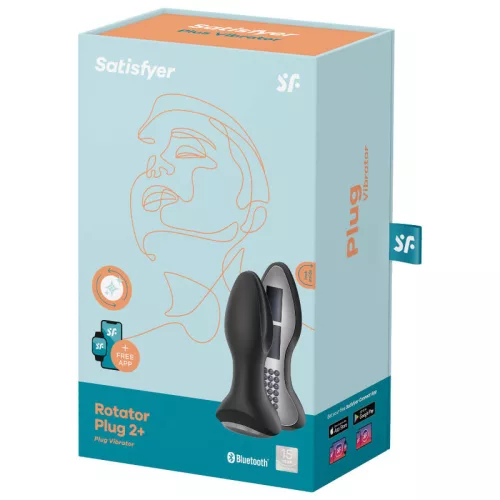 SATISFYER - ROTATOR PLUG 2+ REZGŐ DUGÓ APP BLACK