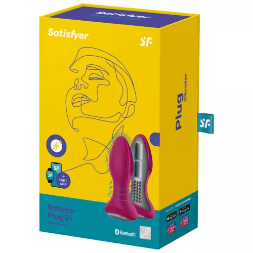 SATISFYER - ROTATOR PLUG 2+ REZGŐ DUGÓ APP RED