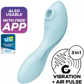   SATISFYER - CURVY TRINITY 5 AIR PULSE STIMULATOR & VIBRATOR APP BLUE