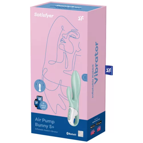 SATISFYER - AIR PUMP BUNNY 5+ FELFÚJHATÓ NYÚL VIBRÁTOR APP GREEN