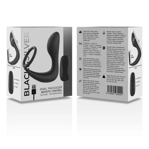 BLACK&SILVER - TÁVIRÁNYÍTÓS ANÁLIS MASSZÍROZÓ ÚJRATÖLTHETŐ SZILIKON FEKETE