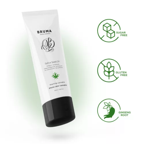 BRUMA - SATIVA MAGOLAJ CSÚSZÓ GÉL MELEGÍTŐ KANNABISZ ÍZ 100 ML