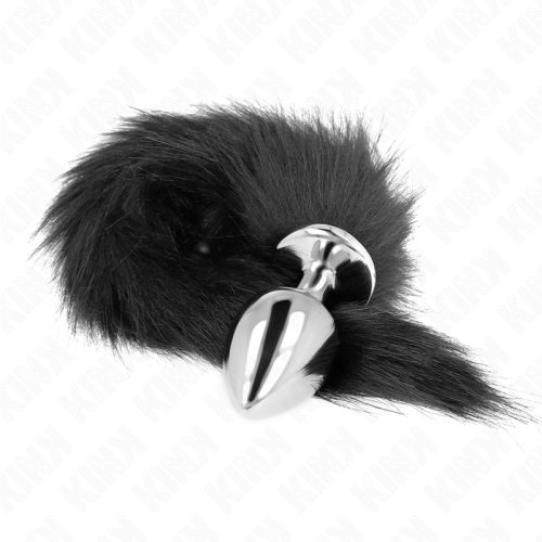 KINK - ANÁLIS DUGÓ L MÉRET 10 X 4 CM SZINTETIKUS FAROKKAL 40 CM FEKETE