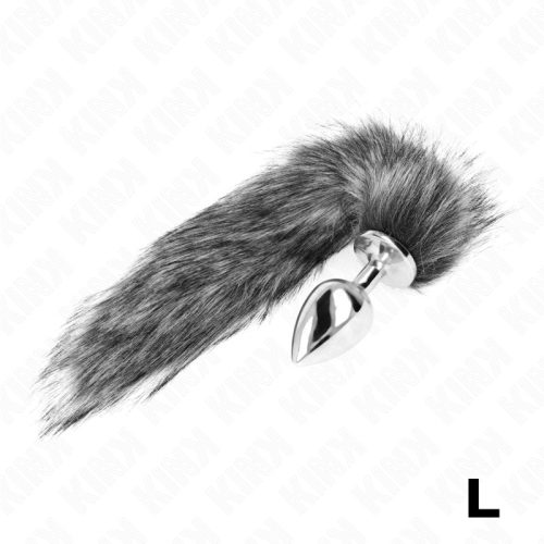 KINK - ANÁLIS DUGÓ MÉRET L 10 X 4 CM, SZINTETIKUS FAROKKAL 40 CM SZÜRKE