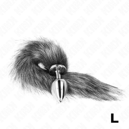 KINK - ANÁLIS DUGÓ MÉRET L 10 X 4 CM, SZINTETIKUS FAROKKAL 40 CM SZÜRKE