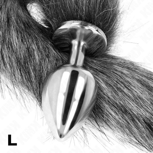 KINK - ANÁLIS DUGÓ MÉRET L 10 X 4 CM, SZINTETIKUS FAROKKAL 40 CM SZÜRKE