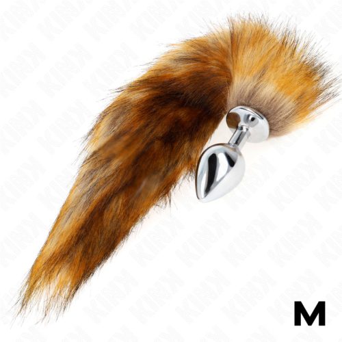 KINK - ANÁLIS DUGÓ MÉRET M 8 X 3,5 CM, SZINTETIKUS FAROKKAL 40 CM BARNA