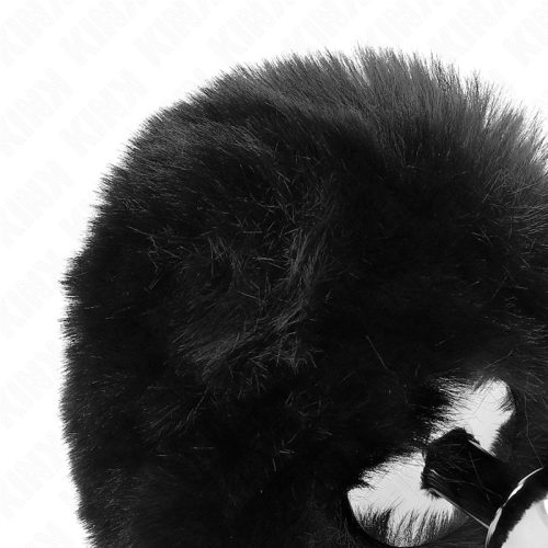 KINK - ROZSDAMENTES ACÉL DUGÓ 7 X 3 CM, FEKETE MŰSZŐRMŰ NYÚL FARKÁVAL, 8 CM