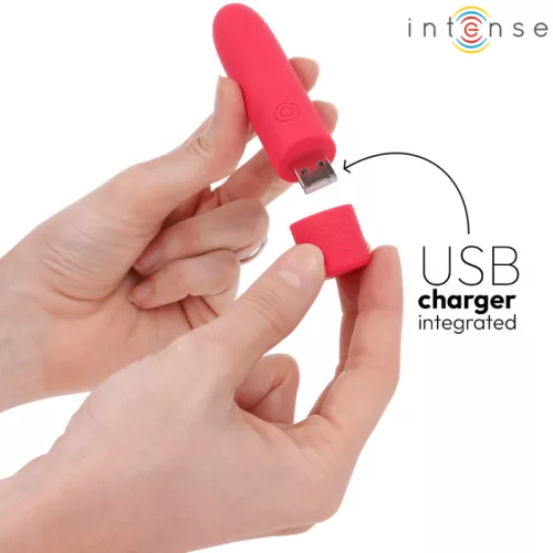 INTENSE - SYMONE USB TÖLTHETŐ REZGŐ GOLYÓ 8 REZGÉS PIROS 10 X 2,2 CM