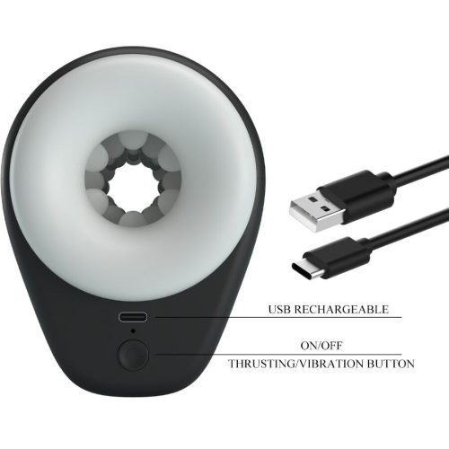 PRETTY LOVE - DJ LÁNY FÉRFI MASZTURBÁTOR REZGÉSSZEL, 5 BEÁLLÍTÁS FEKETE