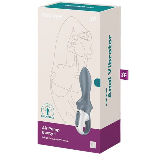 SATISFYER - AIR PUMP BOOTY 1 ANÁLIS FELFÚJHATÓ VIBRÁTOR SZÜRKE