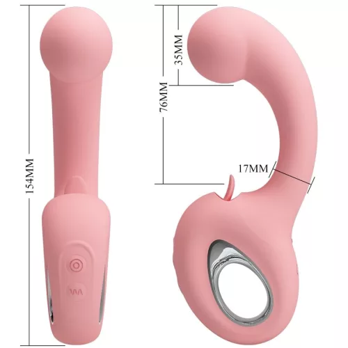 PRETTY LOVE - ERYNNYES G-SPOT VIBRÁTOR + CSLITORIS STIMULÁTOR 10 REZGÉS PINK