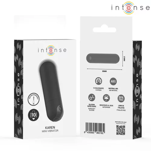 INTENSE - KAREN MINI ÚJRATÖLTHETŐ REZGŐ GOLYÓ FEKETE