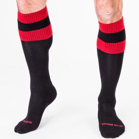 Black and Red Soccer Socks – Premium Sporty Comfort