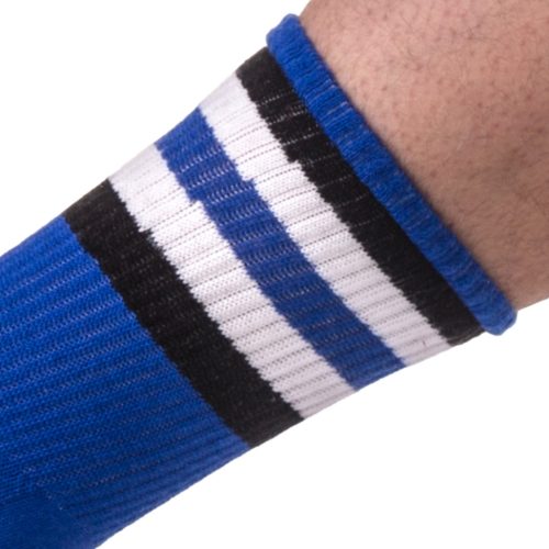 Fetishistic striped socks – in blue, black, white colors
