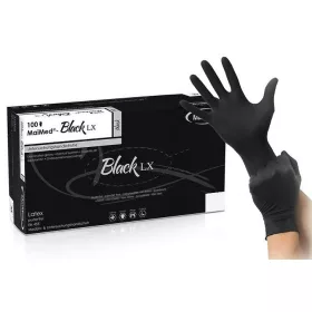   BLACK LX – pormentes fekete latex kesztyű 100 db-os dobozban