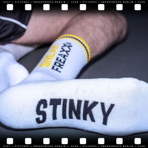 Stinky Soxx – white and yellow premium socks