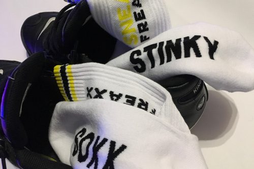 Stinky Soxx – white and yellow premium socks